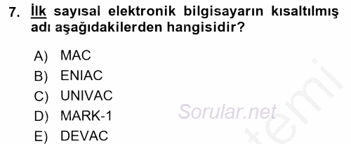 Dış Ticarette Bilgisayar Uygulamaları 2016 - 2017 Ara Sınavı 7.Soru