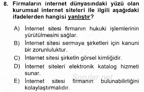 Dış Ticarette Bilgisayar Uygulamaları 2016 - 2017 Ara Sınavı 8.Soru