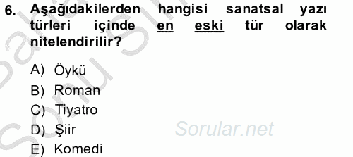 Türk Dili 2 2014 - 2015 Dönem Sonu Sınavı 6.Soru