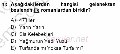 Çağdaş Türk Romanı 2013 - 2014 Dönem Sonu Sınavı 13.Soru