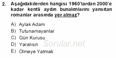 Çağdaş Türk Romanı 2013 - 2014 Dönem Sonu Sınavı 2.Soru
