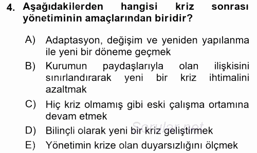 Halkla İlişkiler Uygulamaları ve Örnek Olaylar 2016 - 2017 Ara Sınavı 4.Soru