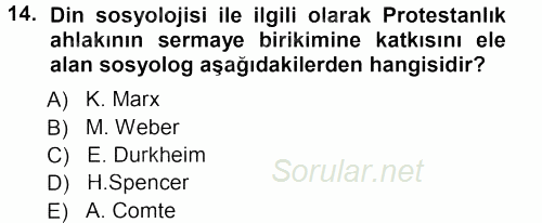 Sosyal Bilimlerde Temel Kavramlar 2012 - 2013 Ara Sınavı 14.Soru