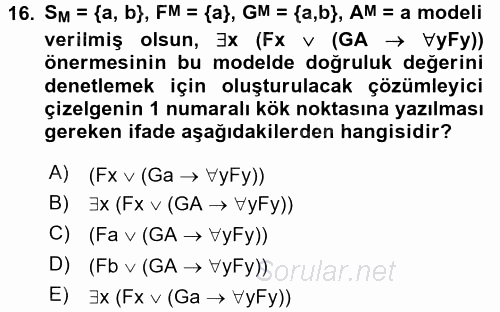 Sembolik Mantık 2015 - 2016 Dönem Sonu Sınavı 16.Soru