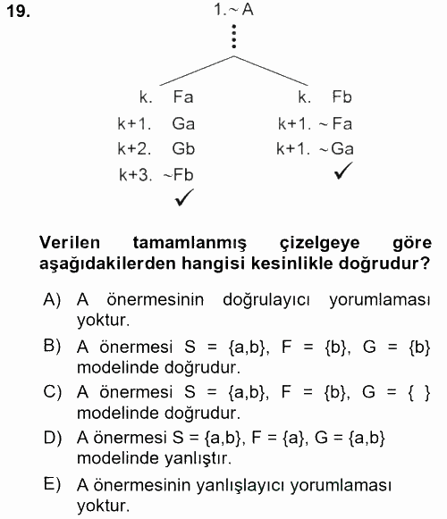 Sembolik Mantık 2015 - 2016 Dönem Sonu Sınavı 19.Soru