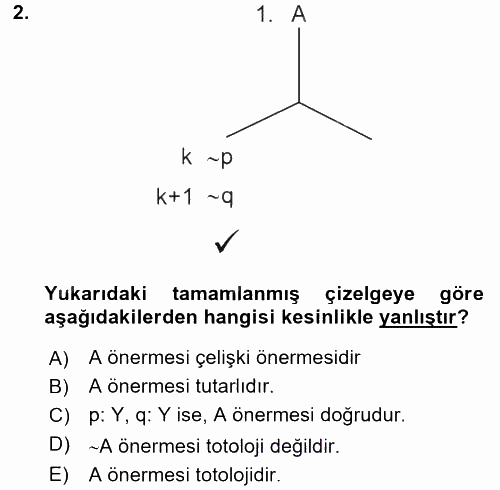 Sembolik Mantık 2015 - 2016 Dönem Sonu Sınavı 2.Soru