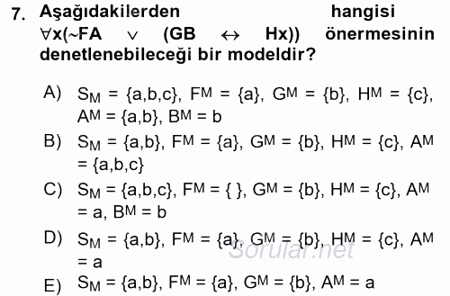 Sembolik Mantık 2015 - 2016 Dönem Sonu Sınavı 7.Soru