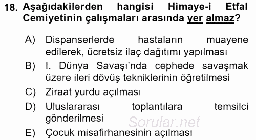 Sosyal Hizmet Kuruluşları 2016 - 2017 Dönem Sonu Sınavı 18.Soru