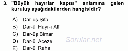 Sosyal Hizmet Kuruluşları 2016 - 2017 Dönem Sonu Sınavı 3.Soru