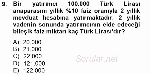 Gayrimenkul Ekonomisi 2014 - 2015 Tek Ders Sınavı 9.Soru