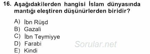 Mantığın Gelişimi 2012 - 2013 Ara Sınavı 16.Soru