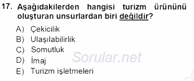 Genel Turizm Bilgisi 2012 - 2013 Ara Sınavı 17.Soru