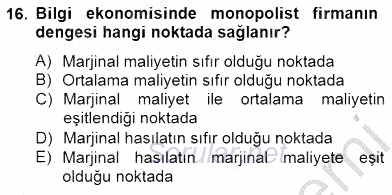 Bilgi Ekonomisi 2014 - 2015 Ara Sınavı 16.Soru