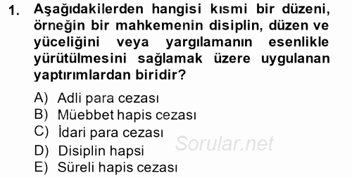 Temel Ceza Muhakemesi Hukuku Bilgisi 2014 - 2015 Tek Ders Sınavı 1.Soru