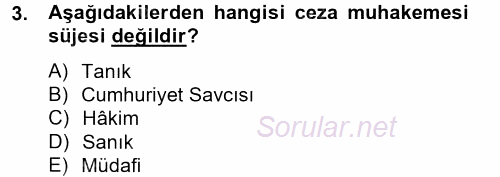 Temel Ceza Muhakemesi Hukuku Bilgisi 2014 - 2015 Tek Ders Sınavı 3.Soru