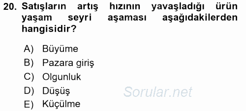 Maliyet Yönetimi 2015 - 2016 Tek Ders Sınavı 20.Soru