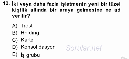 Finansal Yönetim 2 2014 - 2015 Dönem Sonu Sınavı 12.Soru