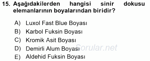 Temel Veteriner Patoloji 2017 - 2018 Ara Sınavı 15.Soru