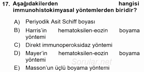 Temel Veteriner Patoloji 2017 - 2018 Ara Sınavı 17.Soru