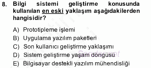 İşletme Bilgi Sistemleri 2014 - 2015 Ara Sınavı 8.Soru