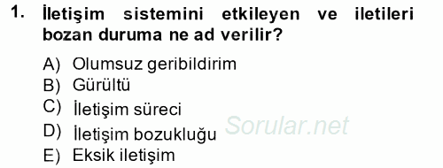 Etkili İletişim Teknikleri 2012 - 2013 Dönem Sonu Sınavı 1.Soru
