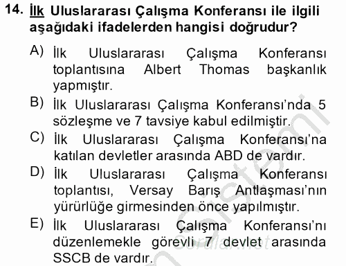 Uluslararası Sosyal Politika 2013 - 2014 Ara Sınavı 14.Soru