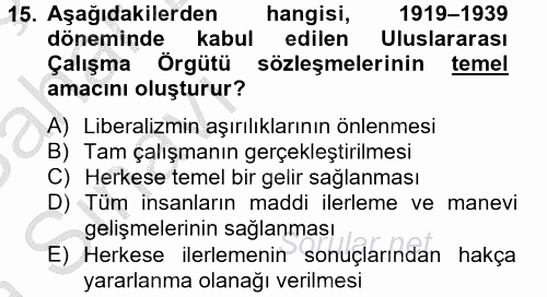 Uluslararası Sosyal Politika 2013 - 2014 Ara Sınavı 15.Soru