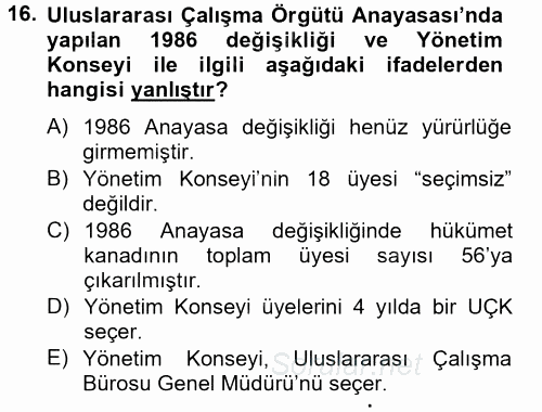 Uluslararası Sosyal Politika 2013 - 2014 Ara Sınavı 16.Soru