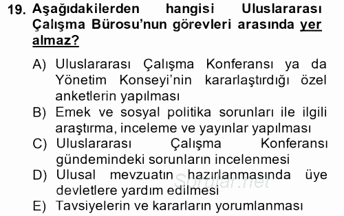 Uluslararası Sosyal Politika 2013 - 2014 Ara Sınavı 19.Soru