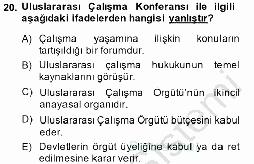 Uluslararası Sosyal Politika 2013 - 2014 Ara Sınavı 20.Soru