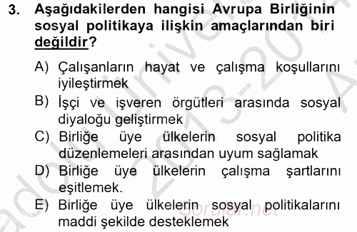 Uluslararası Sosyal Politika 2013 - 2014 Ara Sınavı 3.Soru