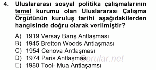 Uluslararası Sosyal Politika 2013 - 2014 Ara Sınavı 4.Soru