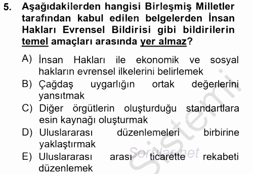 Uluslararası Sosyal Politika 2013 - 2014 Ara Sınavı 5.Soru