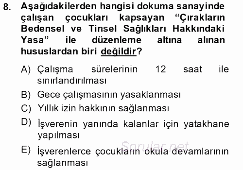 Uluslararası Sosyal Politika 2013 - 2014 Ara Sınavı 8.Soru