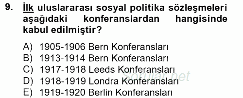 Uluslararası Sosyal Politika 2013 - 2014 Ara Sınavı 9.Soru