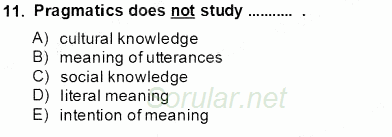 Türkçe Tümce Bilgisi Ve Anlambilim 2013 - 2014 Tek Ders Sınavı 11.Soru