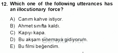 Türkçe Tümce Bilgisi Ve Anlambilim 2013 - 2014 Tek Ders Sınavı 12.Soru
