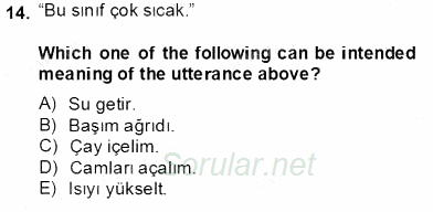 Türkçe Tümce Bilgisi Ve Anlambilim 2013 - 2014 Tek Ders Sınavı 14.Soru