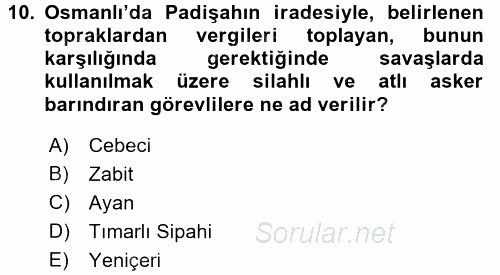 Türk Siyasal Hayatı 2017 - 2018 Dönem Sonu Sınavı 10.Soru