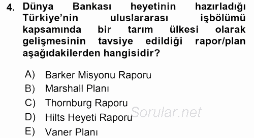 Türk Siyasal Hayatı 2017 - 2018 Dönem Sonu Sınavı 4.Soru