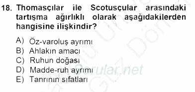 Ortaçağ Felsefesi 1 2012 - 2013 Dönem Sonu Sınavı 18.Soru