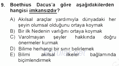 Ortaçağ Felsefesi 1 2012 - 2013 Dönem Sonu Sınavı 9.Soru