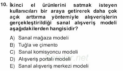 E-Perakendecilik 2013 - 2014 Ara Sınavı 10.Soru