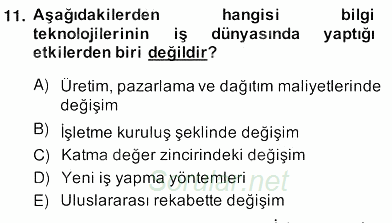 E-Perakendecilik 2013 - 2014 Ara Sınavı 11.Soru