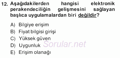E-Perakendecilik 2013 - 2014 Ara Sınavı 12.Soru