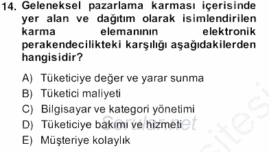 E-Perakendecilik 2013 - 2014 Ara Sınavı 14.Soru