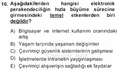 E-Perakendecilik 2013 - 2014 Ara Sınavı 16.Soru