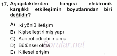 E-Perakendecilik 2013 - 2014 Ara Sınavı 17.Soru