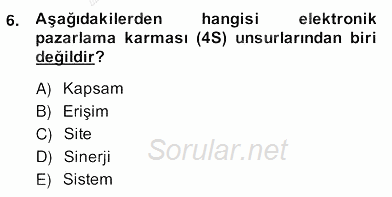 E-Perakendecilik 2013 - 2014 Ara Sınavı 6.Soru