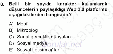 E-Perakendecilik 2013 - 2014 Ara Sınavı 8.Soru